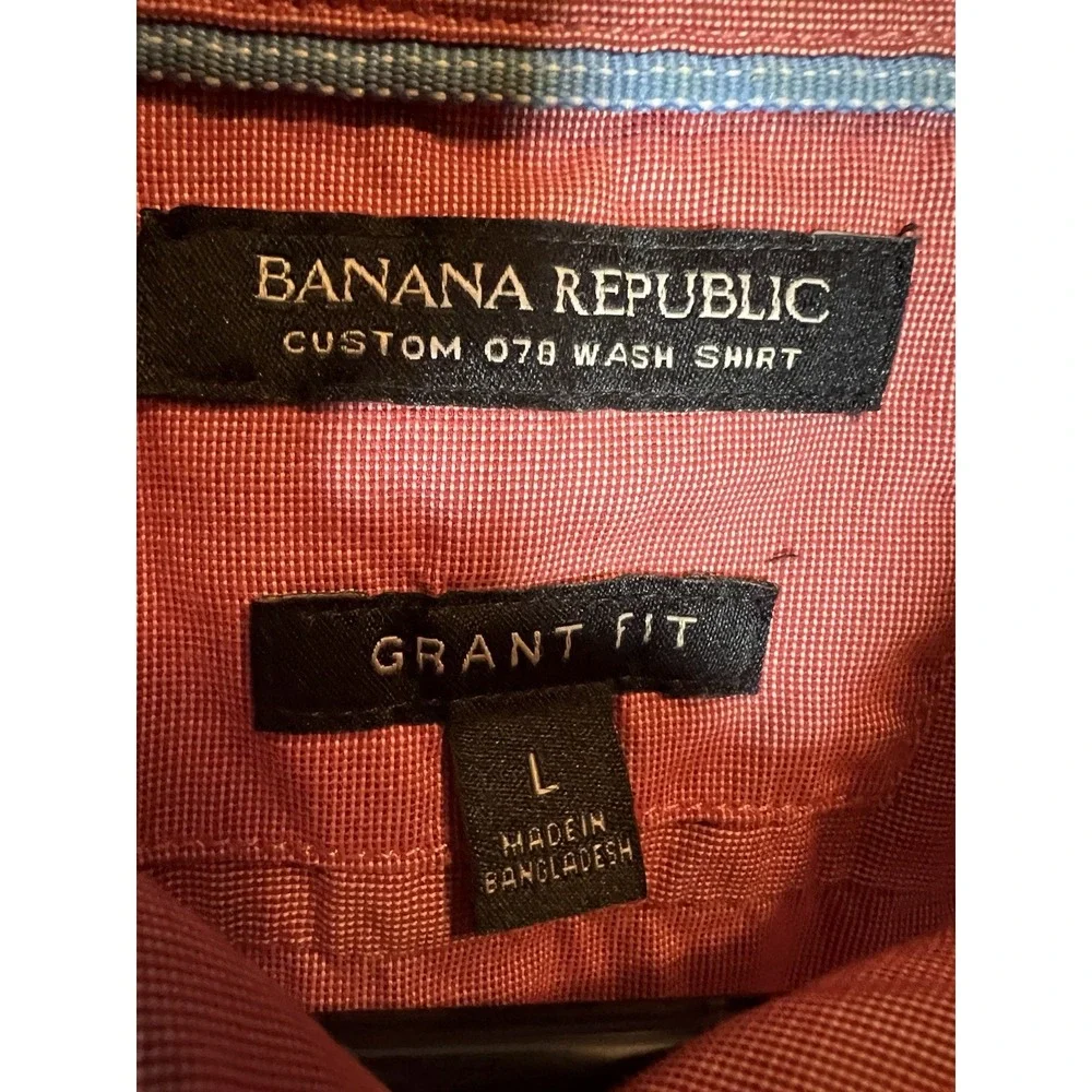 Banana Republic Large Custom 078 Wash Mens Grant Fit Peach Dress Shirt
